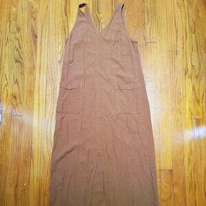 Old Navy Brown Linen Midi Dress Size Medium